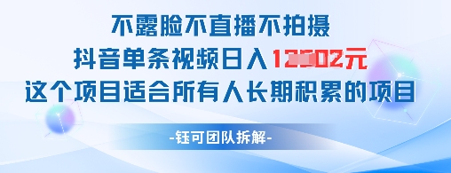 不露脸不直播不拍摄抖音单条视频日入1k+这个项目适合所有人长期积累的项目-知乎者也