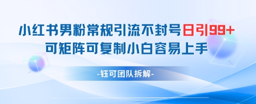 小红书男粉常规引流不封号日引99+变现简单 可矩阵可复制小白容易上手-知乎者也