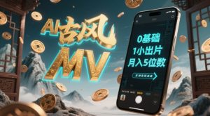 AI一键生成古风音乐MV,0剪辑基础1小时出片,多种变现渠道,一部手机月入5位数-知乎者也