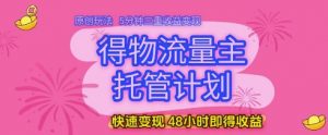 得物流量主托管计划,原创玩法,5分钟三重收益变现,快速变现,48小时即得收益【揭秘】-知乎者也