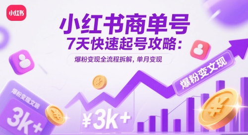 小红书商单号7天快速起号攻略:爆粉变现全流程拆解,单月变现3k+-知乎者也