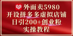 外面卖5980开设拼多多虚拟店铺:单日引流200+创业付费粉实战教程-知乎者也