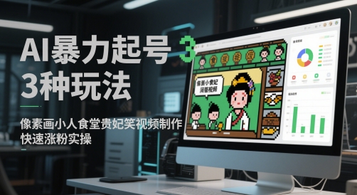 AI暴力起号3种玩法,像素画小人食堂贵妃搞笑视频制作,快速涨粉实操-知乎者也