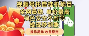 视频号托管挂G项目全网最稳,单价最高,绿色安全不封号提现秒到账,操作简单,收益稳定【揭秘】-知乎者也