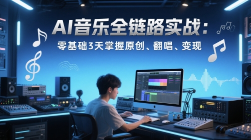 AI音乐全链路实战变现课：零基础3天掌握原创、翻唱、变现-知乎者也