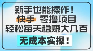 新手也能操作,快手零撸挣米,轻松每天挣2-5张,完全无成本-知乎者也