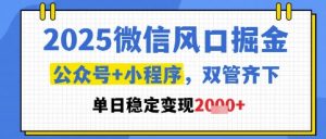 2025微信风口掘金,公众号+小程序双管齐下,单日稳定变现1k+【揭秘】-知乎者也