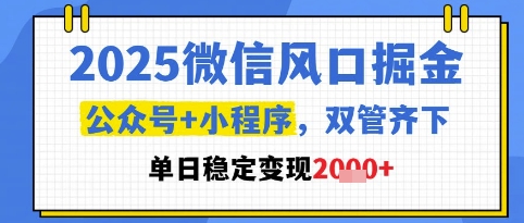 2025微信风口掘金,公众号+小程序双管齐下,单日稳定变现1k+【揭秘】-知乎者也