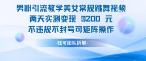 男粉引流教学美女常规跳舞视频两天实测变现1k+，不违规不封号可矩阵操作-知乎者也