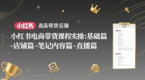 小红书电商带货课程实操:基础篇-选品篇-店铺篇-笔记内容篇-直播篇-知乎者也