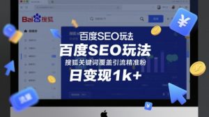 百度SEO玩法，搜狐关键词覆盖引流精准粉，日变现1k+【揭秘】-知乎者也