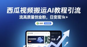 西瓜视频搬运AI教程引流高质量创业粉，日变现1k+【揭秘】-知乎者也
