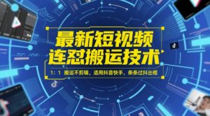 最新短视频连怼搬运技术 1:1搬运不剪辑,适用抖音快手,条条过抖出框-知乎者也