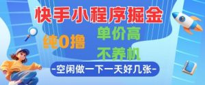 快手小程序掘金,纯0撸,单价高不养机 利用空闲时间做一做,一天好几张【揭秘】-知乎者也