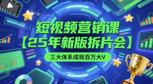 短视频营销课【25年新版拆片会】三大体系成就百万大V,包含正课、拆片会、手把手教学直播课等-知乎者也