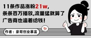 11条作品涨粉21W，条条百W播放，流量猛就算了，广告商也追着给钱-知乎者也