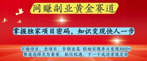 网创副业黄全赛道,掌握独家项目密码,知识变现快人一步,告别韭菜轻松实现单日变现1k+【揭秘】-知乎者也