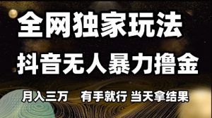 全网独家玩法抖音无人暴力撸金,月入3W,有手就行,当天拿结果【揭秘】-知乎者也