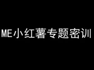 ME小红薯专题密训-小红书电商教程-知乎者也