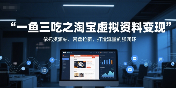 一鱼三吃之淘宝虚拟资料变现,依托资源站、网盘拉新,打造流量的强闭环-知乎者也