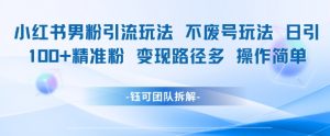 小红书男粉引流玩法不废号玩法日引100男粉变现路径多操作简单-知乎者也