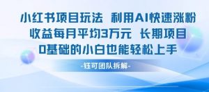适合小白操作的小红书新项目，利用AI快速涨粉，收益每月平均1W+-知乎者也