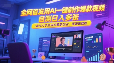 全网首发用AI一键制作爆款视频,自测日入多张,适合大学生宝妈兼职创业,保姆级教程-知乎者也