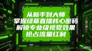 从新手到大师,掌握绿幕直播核心密码,解锁专业级视觉效果,抢占流量红利-知乎者也