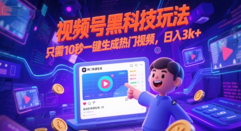 视频号黑科技玩法，只需10秒一键生成热门视频，日入3k+【揭秘】-知乎者也