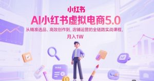 AI小红书虚拟电商5.0,从精准选品、高效创作到,店铺运营的全链路实战课程,月入1W(更新中)-知乎者也