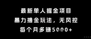 最新单人掘金项目，暴力撸金玩法，无风控，每个月多挣5k+【揭秘】-知乎者也