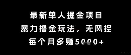 最新单人掘金项目，暴力撸金玩法，无风控，每个月多挣5k+【揭秘】-知乎者也
