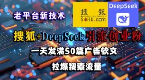搜狐+DeepSeek引流创业粉,老平台新技术,一天发满50篇广告软文,拉爆搜索流量-知乎者也