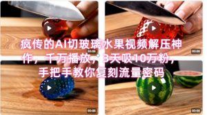 席卷全网！疯传的AI切玻璃水果视频解压神作，千万播放，3天吸10万粉，手把手教你复刻流量密码-知乎者也
