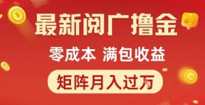 最新阅广撸金项目，零成本满包收益，可矩阵操作，月入过1W【揭秘】-知乎者也