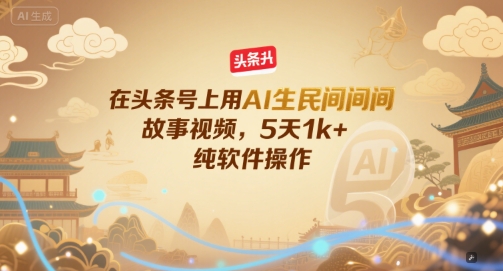 在头条号上用AI生民间故事视频,5天1k+,纯软件操作-知乎者也