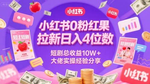 小红书0粉红果短剧拉新日入4位,数短剧总收益10W+大佬实操经验分享-知乎者也