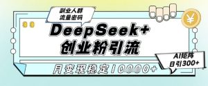 DeepSeek+创业粉精准引流,全新分享课4.0玩法,AI矩阵日引300+,多种变现方式,稳定月入1W-知乎者也