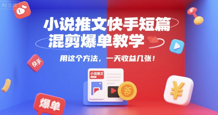 小说推文快手短篇混剪爆单教学,用这个方法,一天收益几张-知乎者也