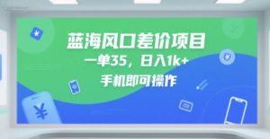 蓝海风口差价项目，一单35，日入1k+，手机即可操作【揭秘】-知乎者也