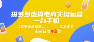 拼多多虚拟电商实操运营,一台手机(苹果安卓都可以),深耕多多店铺日收4位数-知乎者也