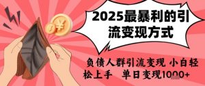 2025年最暴利的引流变现方式,负债人群引流变现,小白轻松上手,日入1k-知乎者也