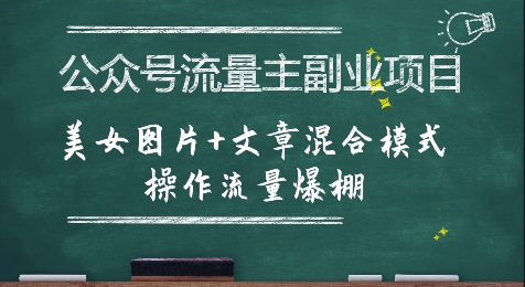 公众号流量主副业项目,美女图片+文章混合模式操作流量爆棚-知乎者也