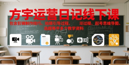 方宇运营日记线下课,包含剪辑制作技巧、拍摄引导过程、起号思维导图、选题等多个教学资料-知乎者也