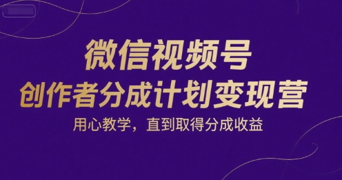 微信视频号创作者分成计划变现营,用心教学,直到取得分成收益-知乎者也
