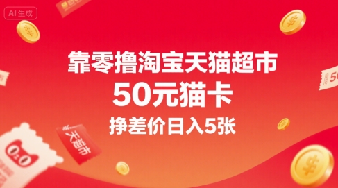 靠零撸淘宝天猫超市50元猫卡,挣差价日入5张-知乎者也