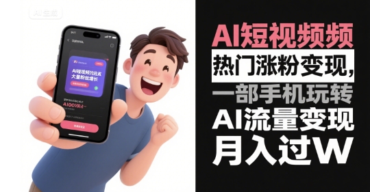 AI短视频热门涨粉变现,一部手机玩转AI流量变现,月入过W-知乎者也