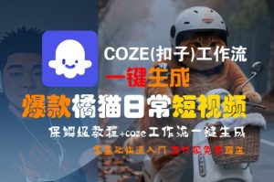 COZE(扣子)工作流一键生成爆款橘猫日常短视频,保姆级教程,零基础快速入门-知乎者也