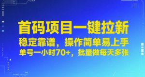 首码项目一键拉新,稳定靠谱,操作简单易上手,单号一小时70+,批量做每天多张【揭秘】-知乎者也