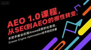 AEO 1.0 课程,从SEO到AE0的基命性转变,手把手教会你用AnswerEngineOptimization技术抢回流量-知乎者也